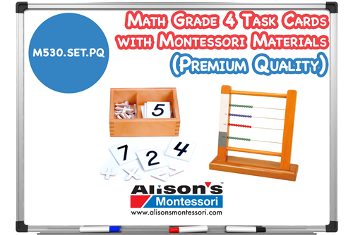 Math Grade 4 Task Cards with Montessori Materials (Premium Quality)