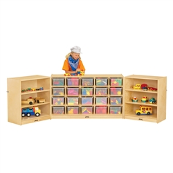 Montessori Materials - 20 Cubbie-Tray Triple Fold-n-Lock - with Clear Trays