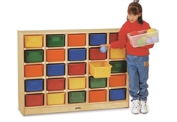 Montessori Materials- 25 Tray Mobile Cubbies with Clear Trays
