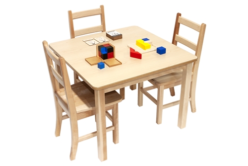 Montessori Materials: 30" x 30" Solid Birch Classroom Table (Solid Wood Top)