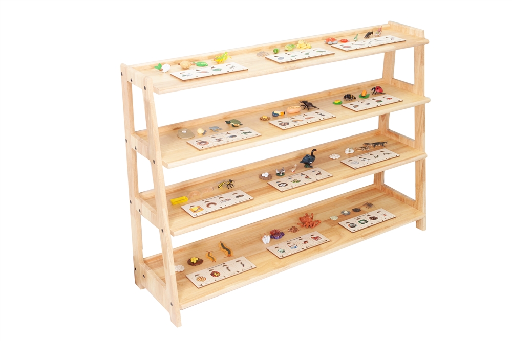 Montessori Materials Four Tier Wooden Shelf Perfect for the kitchen, of the. four tier open shelf w o back