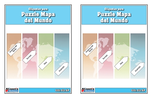 Labels for Puzzle Map of the World (Spanish)