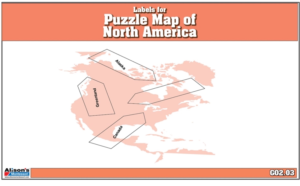  Labels for Puzzle Map of North America