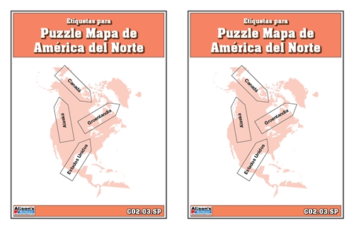 Labels for Puzzle Map of North America (Spanish)