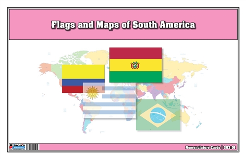 Flags of South America with Map Cards (Printed)