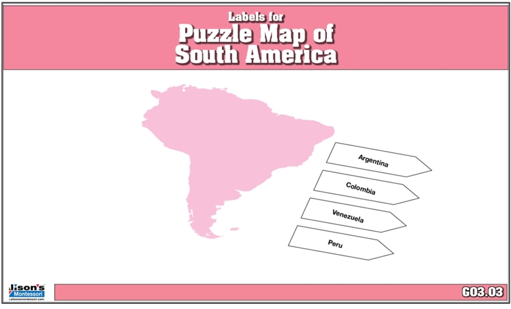  Labels for Puzzle Map of South America