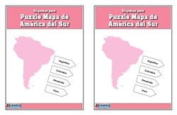 Labels for Puzzle Map of South America (Spanish)