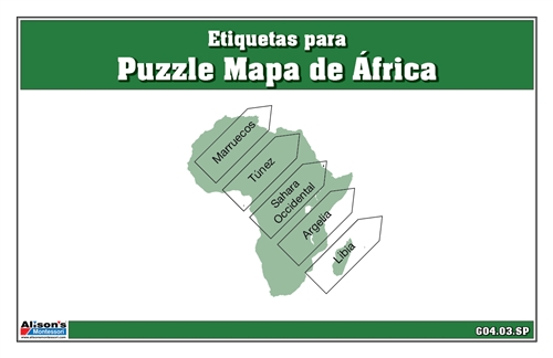 Labels for Puzzle Map of Africa (Spanish)