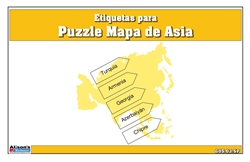 Labels for Puzzle Map of Asia (Spanish)