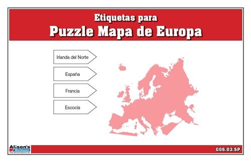 Labels for Puzzle Map of Europe (Spanish)