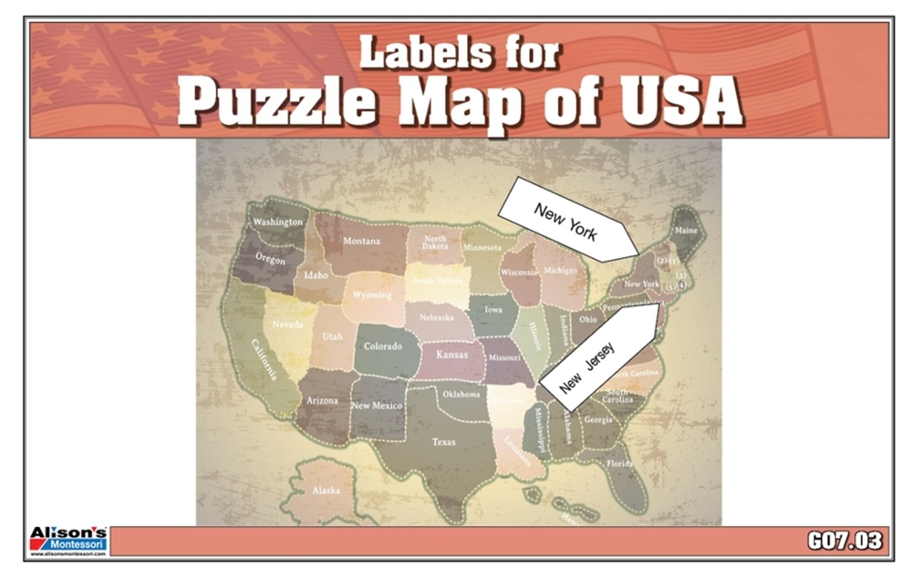 Labels for Puzzle Map of USA 
