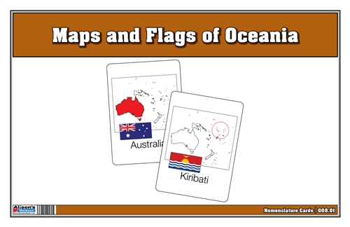 Flags and Maps of Oceania Three Part Cards (Printed)