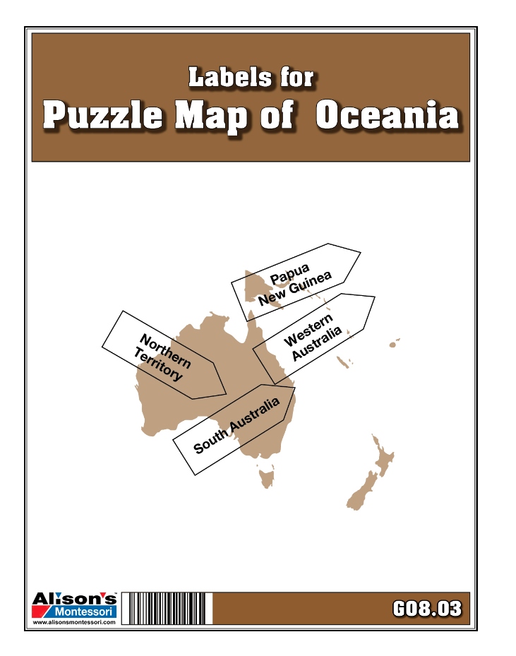  Labels for Puzzle Map of North Australia