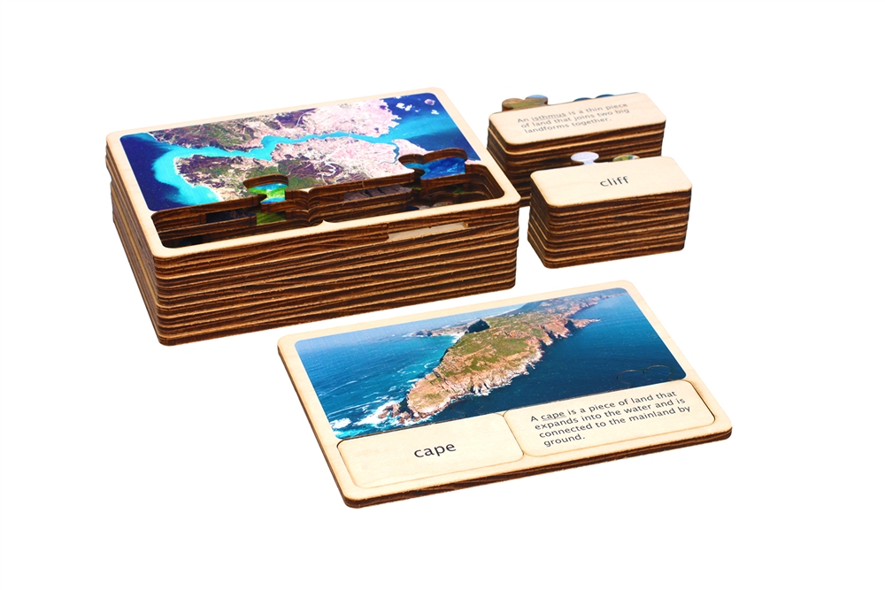  Geography Classified: Land and Water Forms Wooden Cards