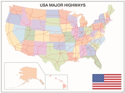 USA Major Highways Study Mute Chart