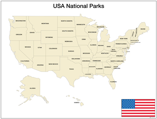 USA National Parks Study Cloth Mute Chart