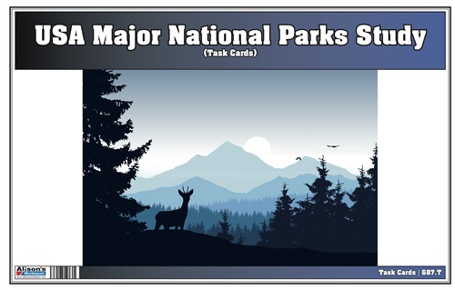 USA National Parks Study Task Cards (Printed)