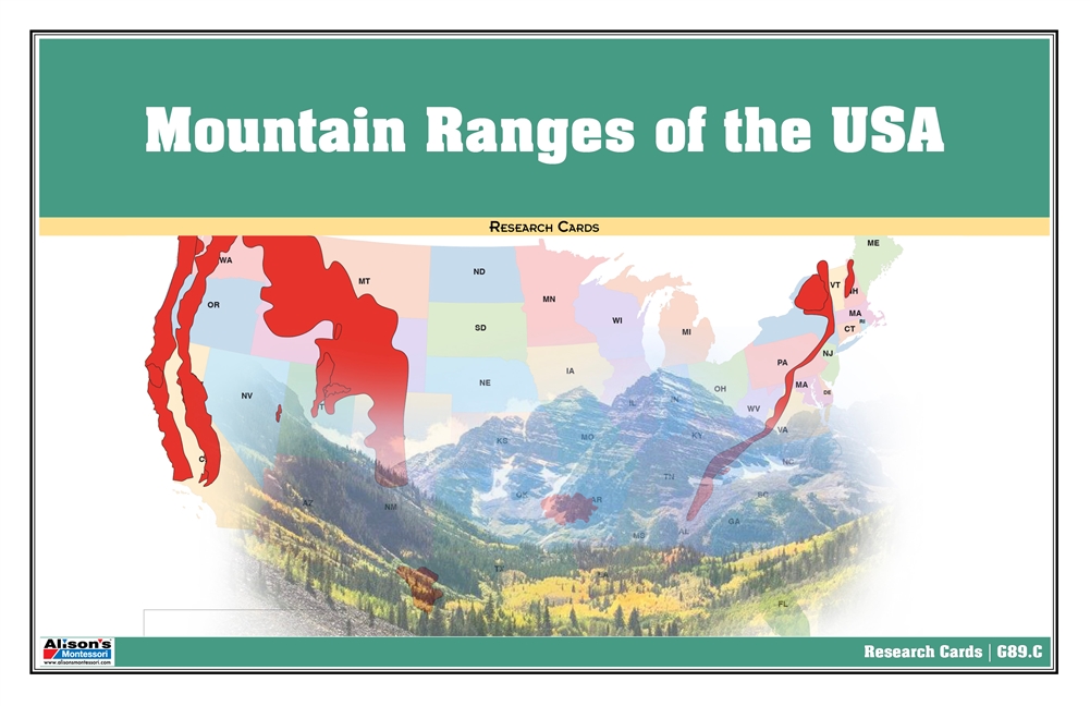 Usa Class Ranges USA Mountain Ranges Research Cards: 50 States Geography