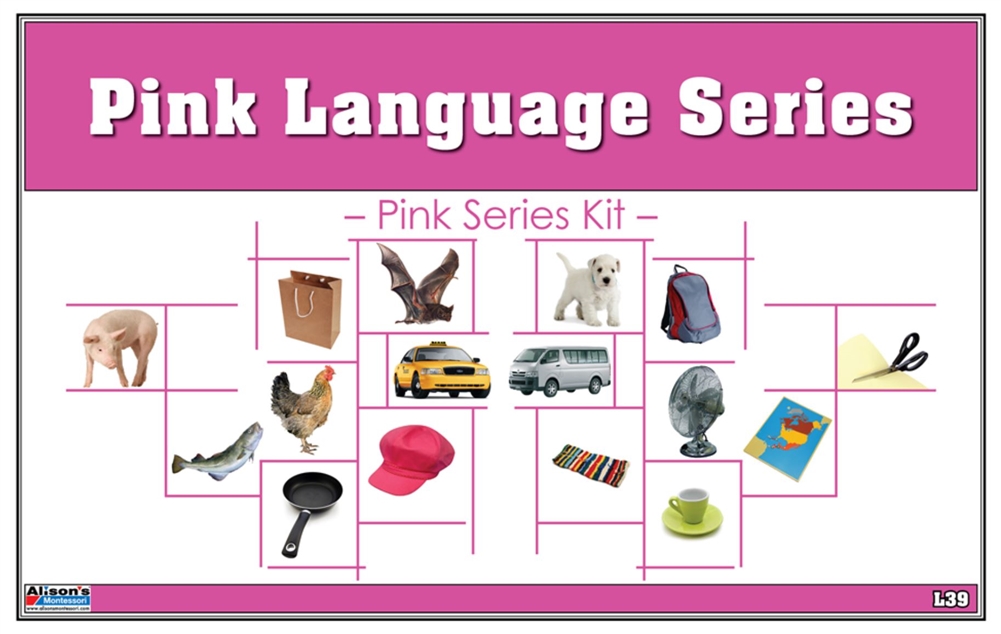 Montessori Vowel E WorkMats 20 cards-2 Laminated WorkMats The Pink Series 