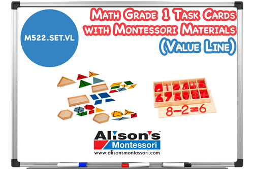 Math Grade 1 Task Cards with Montessori Materials (Value Line)