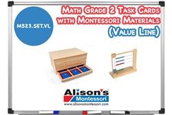 Math Grade 2 Task Cards with Montessori Materials (Value Line)