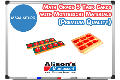 Math Grade 3 Task Cards with Montessori Materials (Premium Quality)