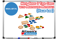 Math Grade 3 Task Cards with Montessori Materials (Value Line)
