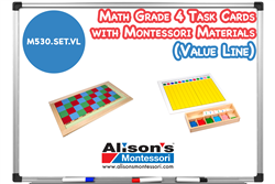 Math Grade 4 Task Cards with Montessori Materials (Value Line)