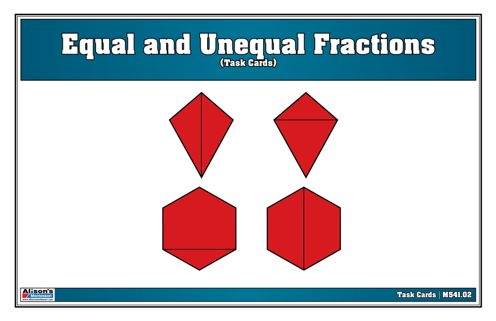 Montessori: Equal and Unequal Fractions (Task Cards)