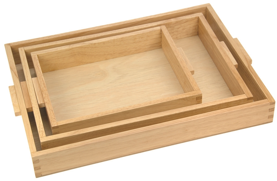 Montessori Materials 3 Piece Wooden Tray Set