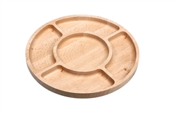 Round Four Compartment Sorting Tray - Beech Wood