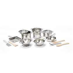 Deluxe Stainless Steel Pots & Pans Play Set