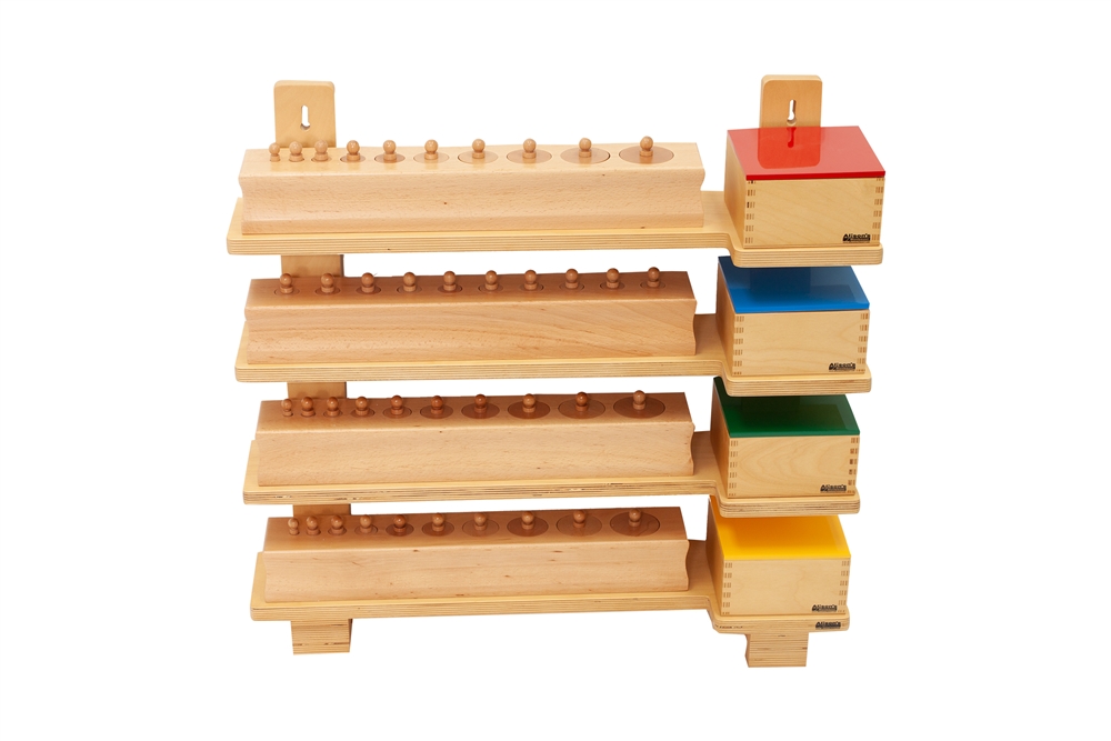 Montessori Materials Stand for Knobbed Cylinder Blocks & Knobless Cylinders