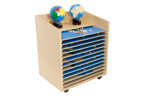 Montessori materials: Puzzle maps Cabinet