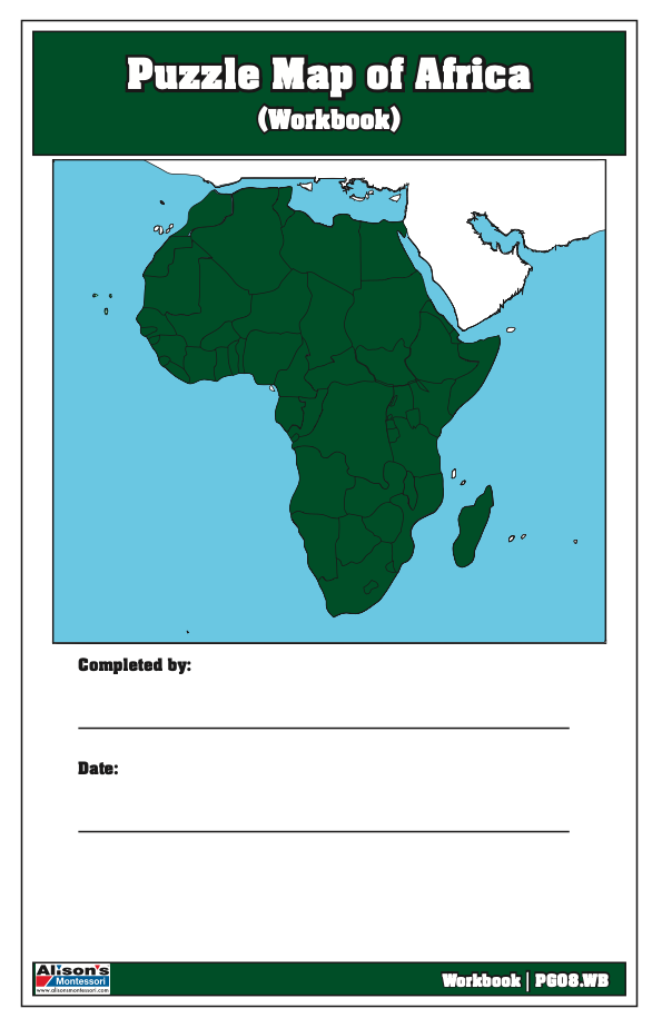 Montessori Materials: Puzzle Map of Africa Workbook (Printed)