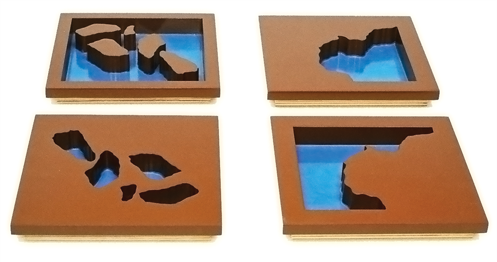 Wooden Land and Water Form Trays (Set #2) (Premium Quality) 