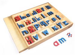 Lowercase Small Movable Alphabets Blue with  Red Vowels- Print (Premium Quality)