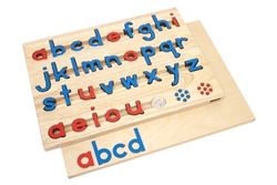 Small Movable Alphabets: Blue with red vowels (Configured Box )