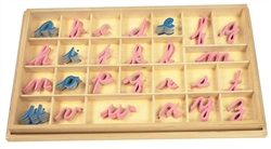 Lowercase Small Movable Alphabets: Pink with Blue Vowels - Cursive (Premium Quality)