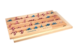 Lowercase Small Movable Alphabets: Pink with Blue Vowels - Cursive (Premium Quality, Configured Box)