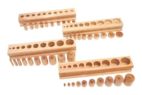 Montessori Materials: Knobbed Cylinder Blocks Set (Value Line)