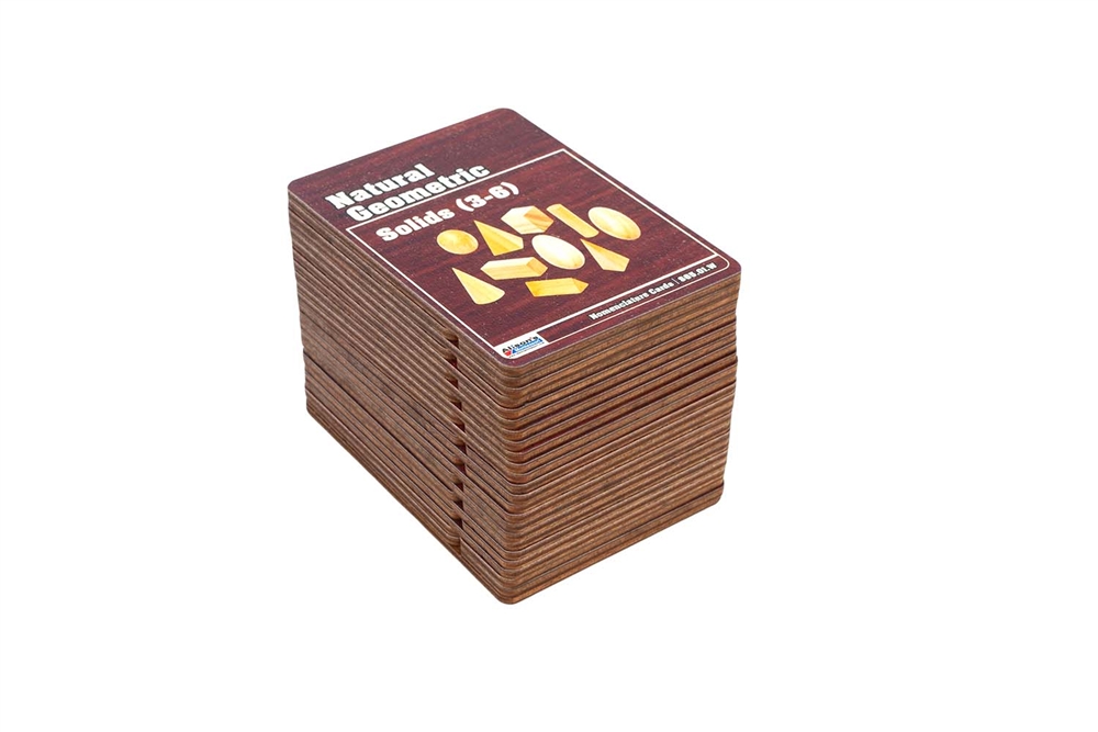 Natural Geometric Solids Wooden Nomenclature Cards (3-6) 