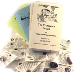 Childrens' Books on Fossils, Geologic Eras, and Periods and 18 piece fossil collection