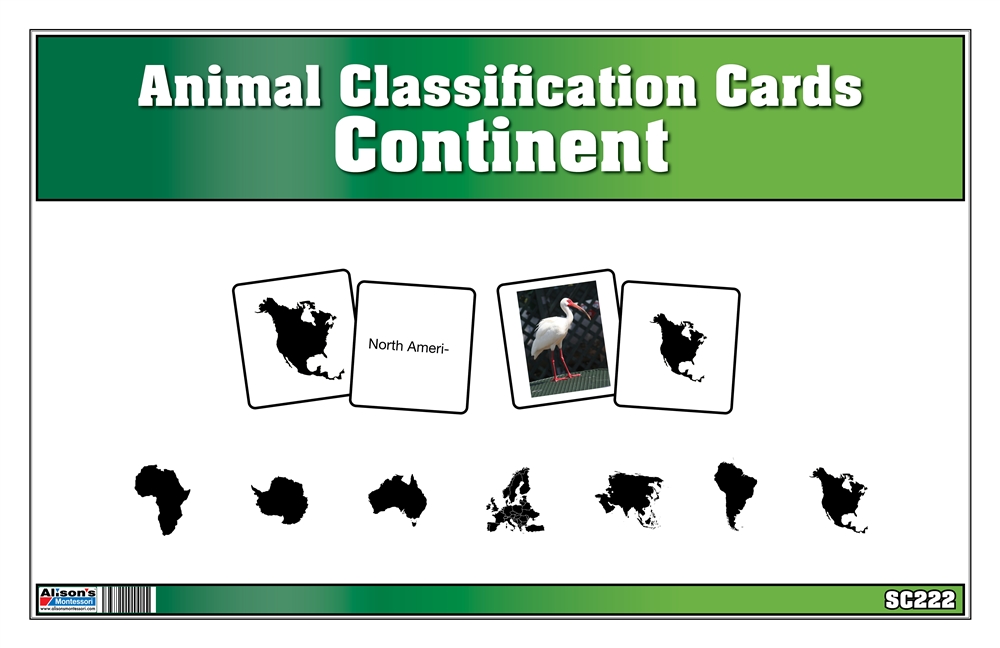 Montessori Materials: Animal Classification Cards by Continent