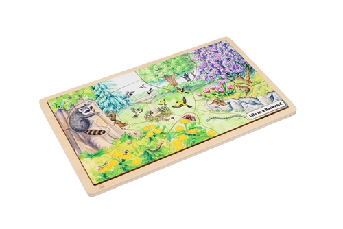 Life in a Backyard Puzzle with Nomenclature Cards (6-9) (Printed)