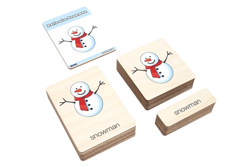Parts of a Snowman Wooden Nomenclature Cards (3-6)