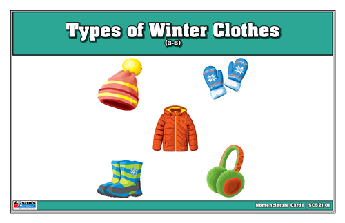 Types of Winter Clothes Nomenclature Cards  3-6 (Printed)