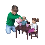 Montessori Materials: Doll Table and Chair Set - Espresso