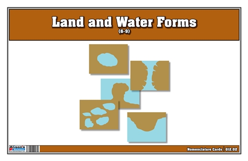 Land and Water Forms Nomenclature Cards 6-9 (Printed)